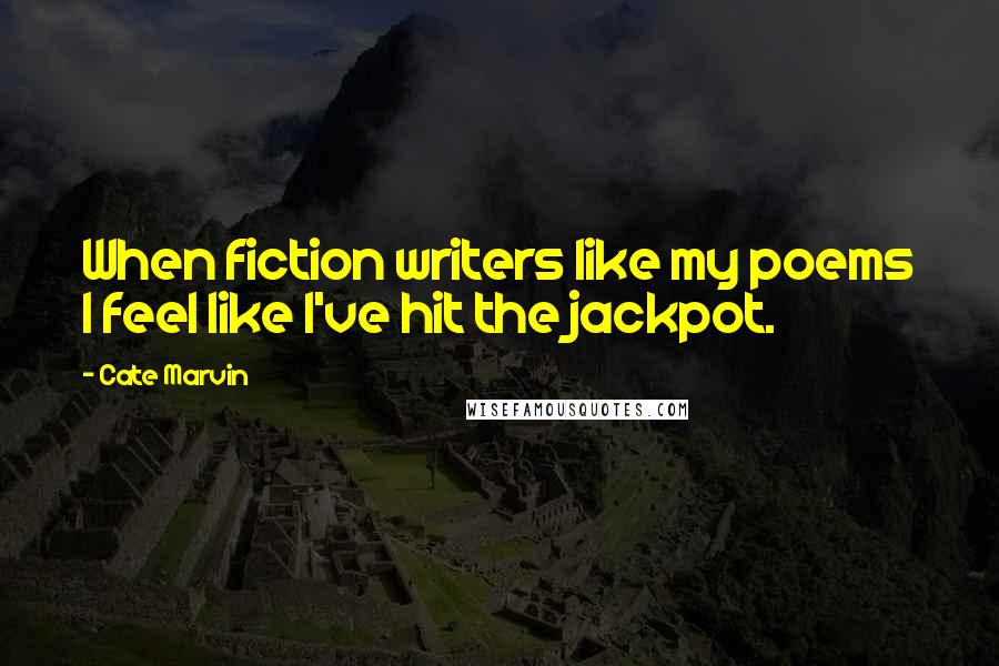 Cate Marvin Quotes: When fiction writers like my poems I feel like I've hit the jackpot.