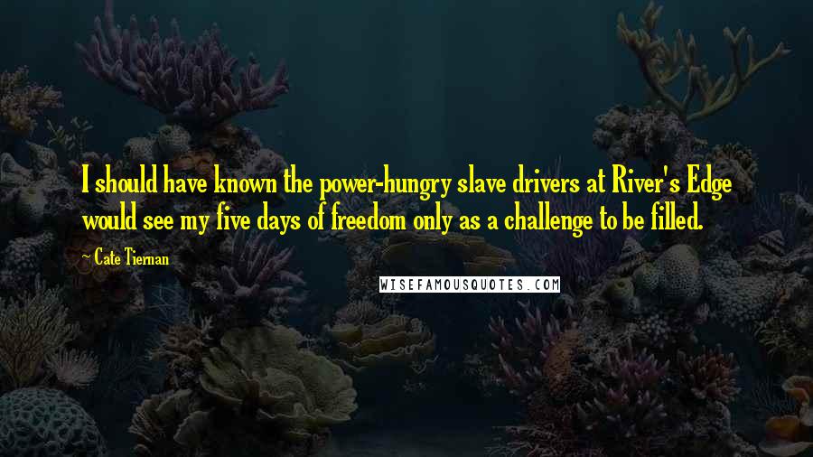 Cate Tiernan Quotes: I should have known the power-hungry slave drivers at River's Edge would see my five days of freedom only as a challenge to be filled.