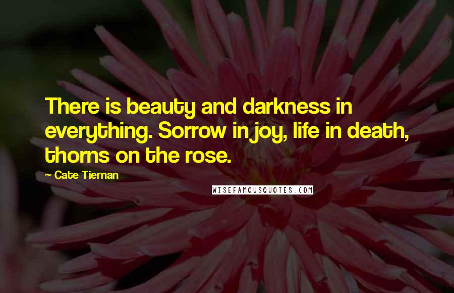 Cate Tiernan Quotes: There is beauty and darkness in everything. Sorrow in joy, life in death, thorns on the rose.