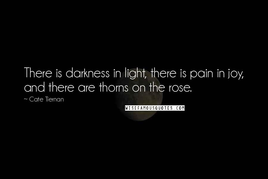 Cate Tiernan Quotes: There is darkness in light, there is pain in joy, and there are thorns on the rose.