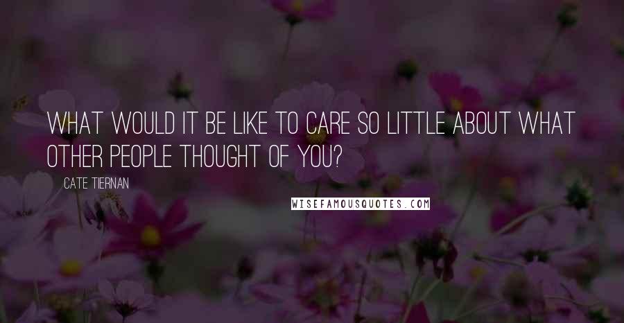 Cate Tiernan Quotes: What would it be like to care so little about what other people thought of you?