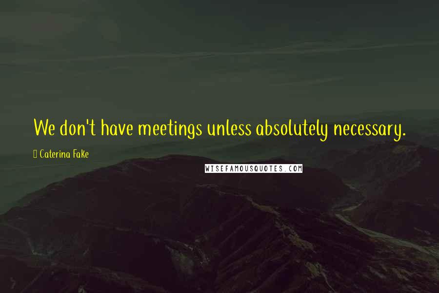 Caterina Fake Quotes: We don't have meetings unless absolutely necessary.