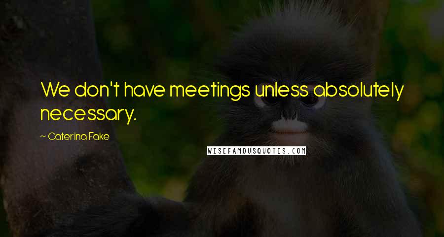 Caterina Fake Quotes: We don't have meetings unless absolutely necessary.