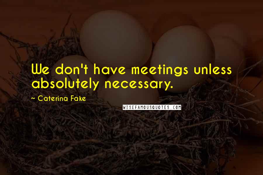 Caterina Fake Quotes: We don't have meetings unless absolutely necessary.