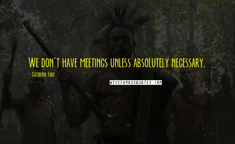 Caterina Fake Quotes: We don't have meetings unless absolutely necessary.