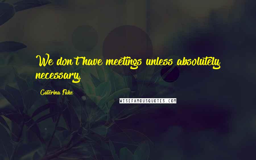 Caterina Fake Quotes: We don't have meetings unless absolutely necessary.