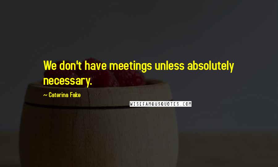 Caterina Fake Quotes: We don't have meetings unless absolutely necessary.