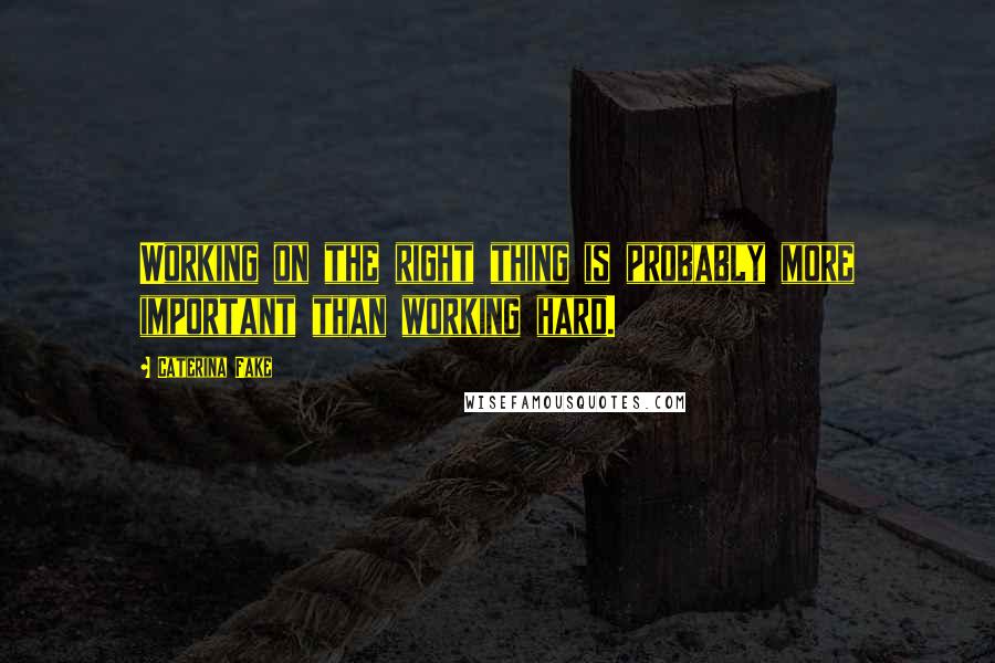 Caterina Fake Quotes: Working on the right thing is probably more important than working hard.