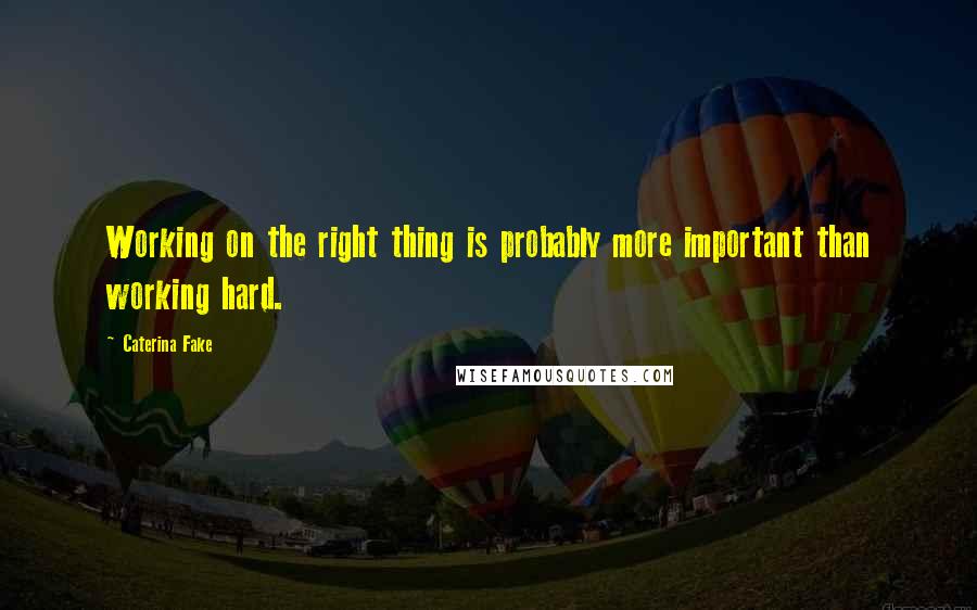 Caterina Fake Quotes: Working on the right thing is probably more important than working hard.