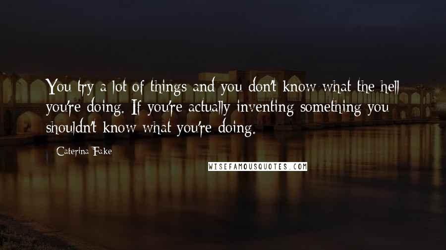 Caterina Fake Quotes: You try a lot of things and you don't know what the hell you're doing. If you're actually inventing something you shouldn't know what you're doing.