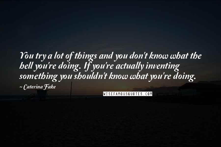 Caterina Fake Quotes: You try a lot of things and you don't know what the hell you're doing. If you're actually inventing something you shouldn't know what you're doing.