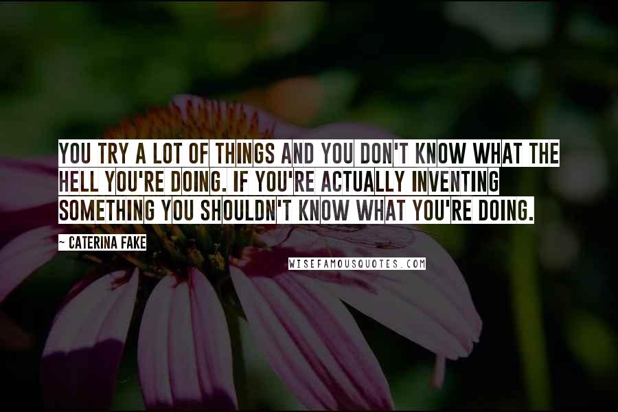 Caterina Fake Quotes: You try a lot of things and you don't know what the hell you're doing. If you're actually inventing something you shouldn't know what you're doing.