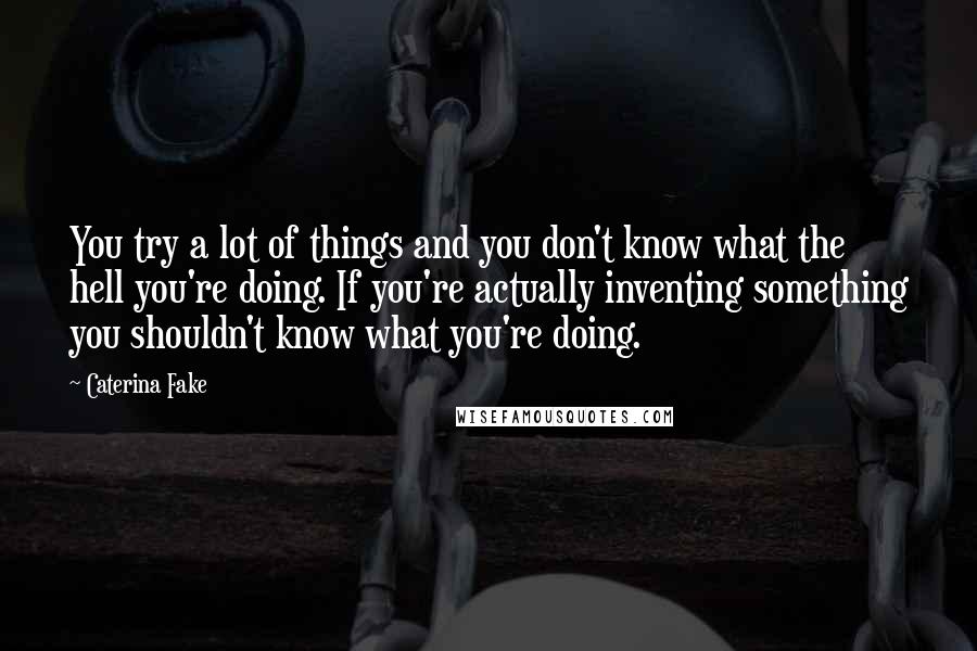 Caterina Fake Quotes: You try a lot of things and you don't know what the hell you're doing. If you're actually inventing something you shouldn't know what you're doing.