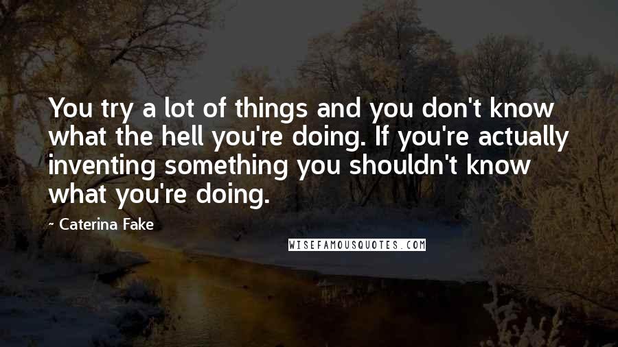 Caterina Fake Quotes: You try a lot of things and you don't know what the hell you're doing. If you're actually inventing something you shouldn't know what you're doing.