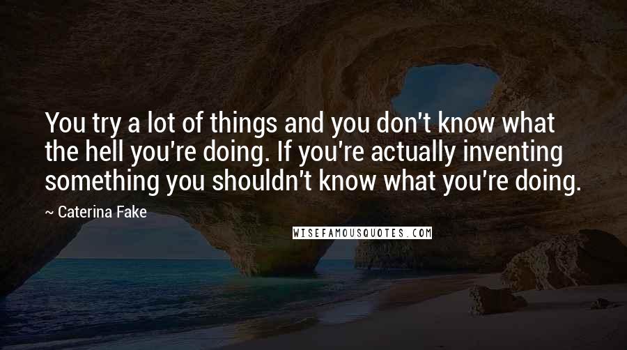 Caterina Fake Quotes: You try a lot of things and you don't know what the hell you're doing. If you're actually inventing something you shouldn't know what you're doing.