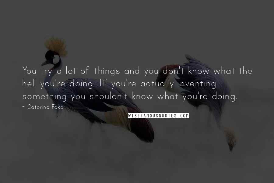 Caterina Fake Quotes: You try a lot of things and you don't know what the hell you're doing. If you're actually inventing something you shouldn't know what you're doing.