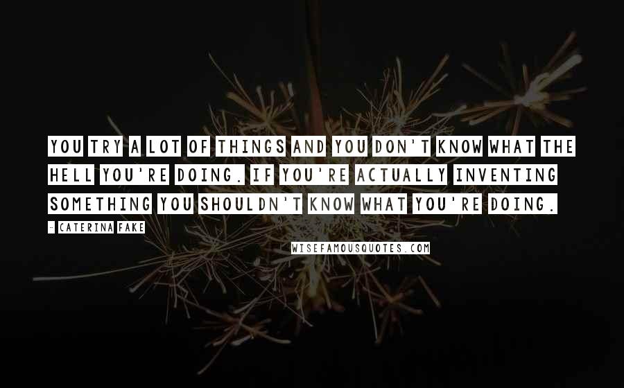 Caterina Fake Quotes: You try a lot of things and you don't know what the hell you're doing. If you're actually inventing something you shouldn't know what you're doing.