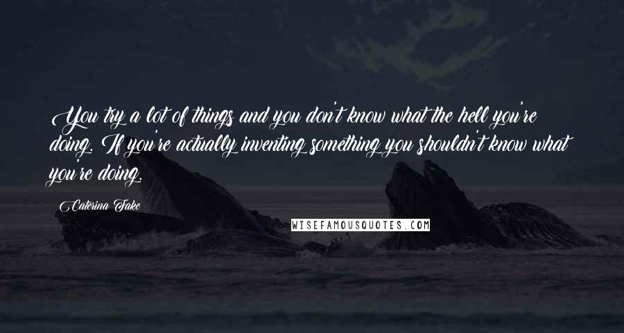 Caterina Fake Quotes: You try a lot of things and you don't know what the hell you're doing. If you're actually inventing something you shouldn't know what you're doing.