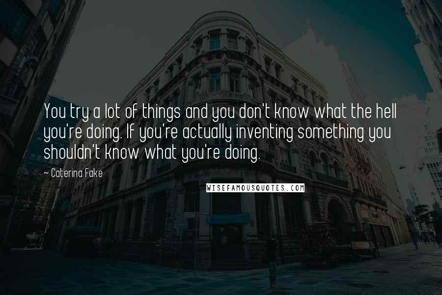 Caterina Fake Quotes: You try a lot of things and you don't know what the hell you're doing. If you're actually inventing something you shouldn't know what you're doing.