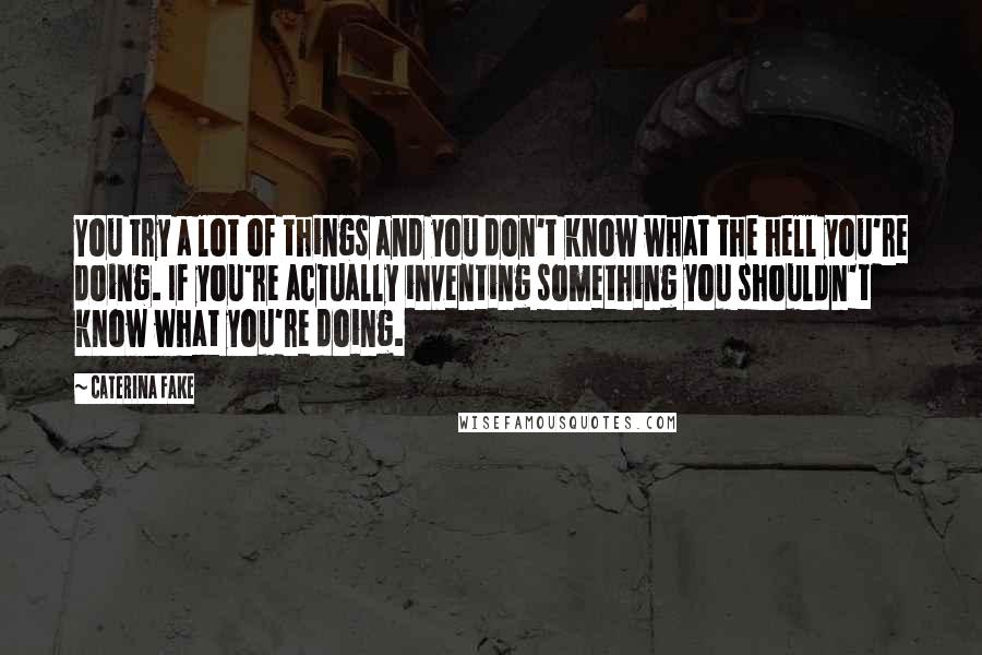 Caterina Fake Quotes: You try a lot of things and you don't know what the hell you're doing. If you're actually inventing something you shouldn't know what you're doing.