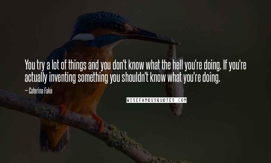 Caterina Fake Quotes: You try a lot of things and you don't know what the hell you're doing. If you're actually inventing something you shouldn't know what you're doing.