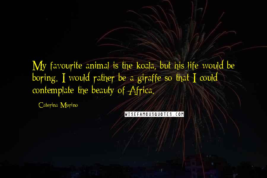 Caterina Murino Quotes: My favourite animal is the koala, but his life would be boring. I would rather be a giraffe so that I could contemplate the beauty of Africa.