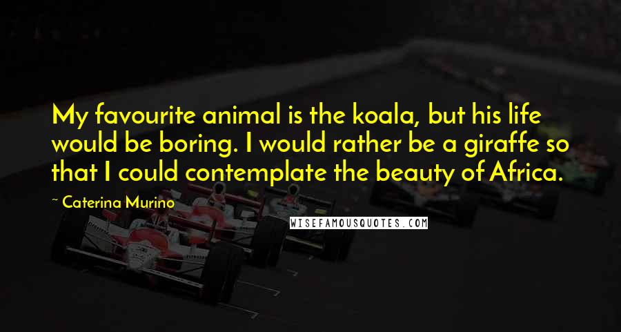 Caterina Murino Quotes: My favourite animal is the koala, but his life would be boring. I would rather be a giraffe so that I could contemplate the beauty of Africa.