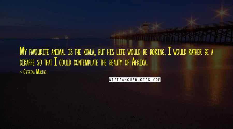 Caterina Murino Quotes: My favourite animal is the koala, but his life would be boring. I would rather be a giraffe so that I could contemplate the beauty of Africa.