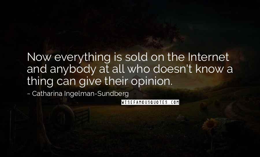 Catharina Ingelman-Sundberg Quotes: Now everything is sold on the Internet and anybody at all who doesn't know a thing can give their opinion.