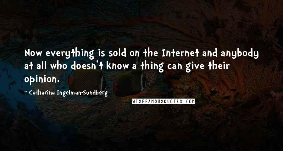 Catharina Ingelman-Sundberg Quotes: Now everything is sold on the Internet and anybody at all who doesn't know a thing can give their opinion.