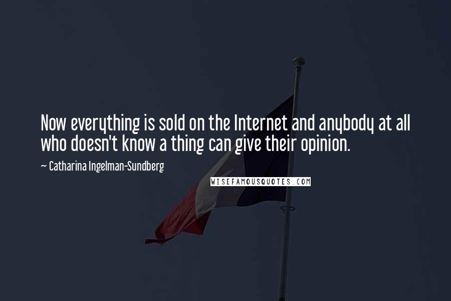 Catharina Ingelman-Sundberg Quotes: Now everything is sold on the Internet and anybody at all who doesn't know a thing can give their opinion.