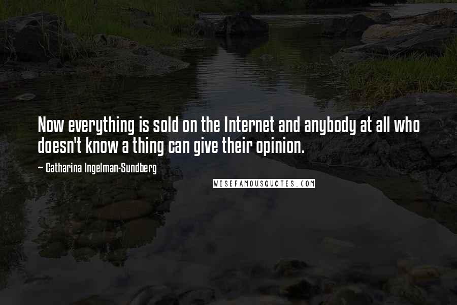 Catharina Ingelman-Sundberg Quotes: Now everything is sold on the Internet and anybody at all who doesn't know a thing can give their opinion.
