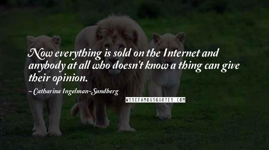 Catharina Ingelman-Sundberg Quotes: Now everything is sold on the Internet and anybody at all who doesn't know a thing can give their opinion.