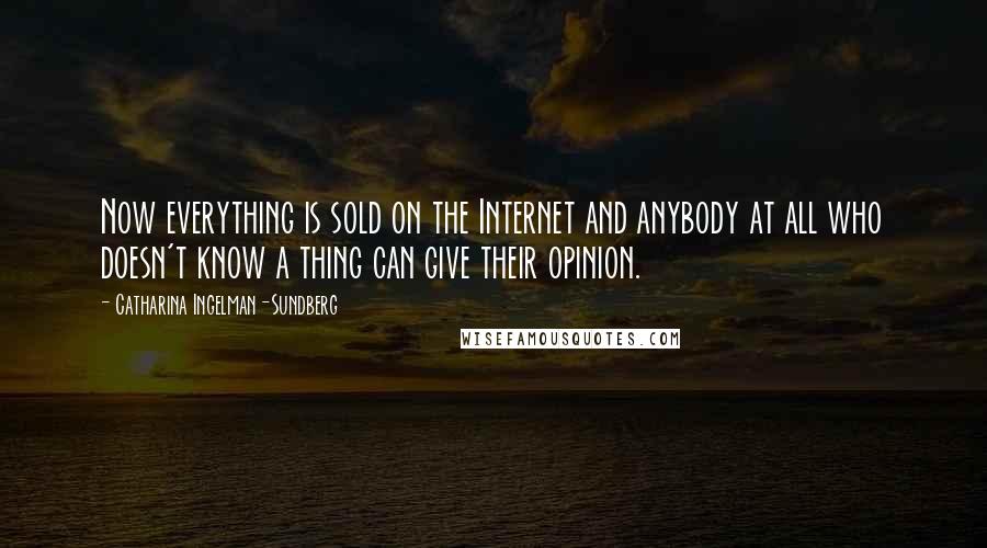 Catharina Ingelman-Sundberg Quotes: Now everything is sold on the Internet and anybody at all who doesn't know a thing can give their opinion.