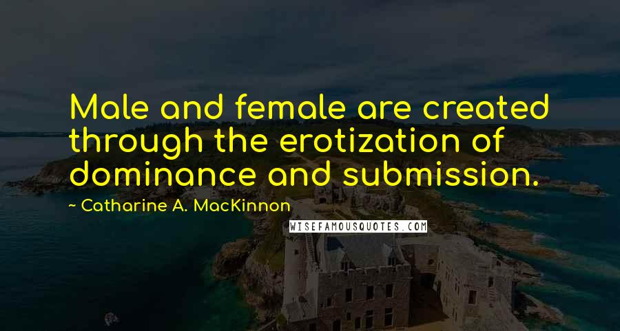 Catharine A. MacKinnon Quotes: Male and female are created through the erotization of dominance and submission.