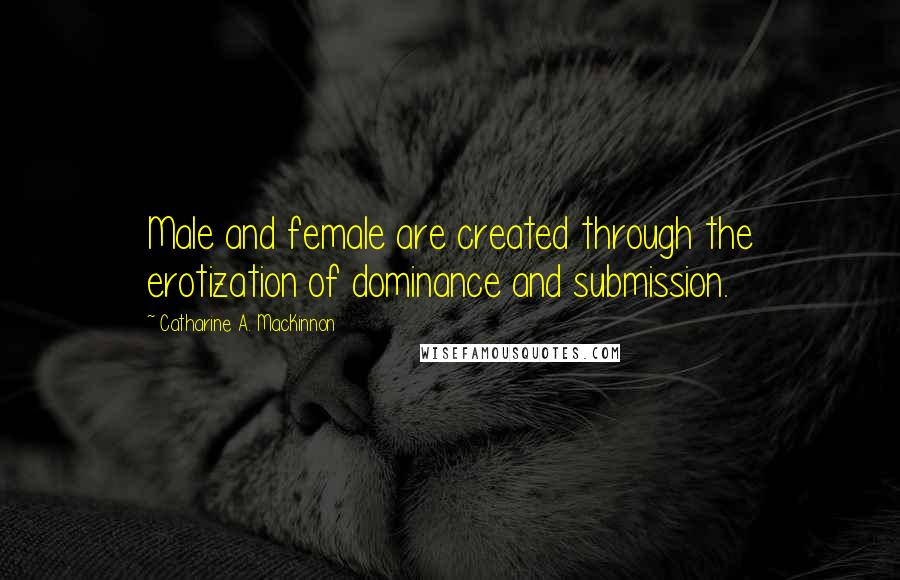 Catharine A. MacKinnon Quotes: Male and female are created through the erotization of dominance and submission.