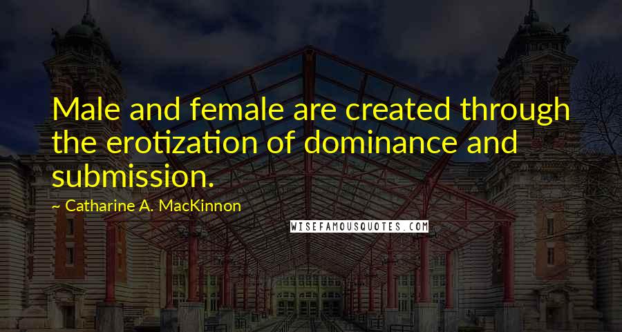 Catharine A. MacKinnon Quotes: Male and female are created through the erotization of dominance and submission.