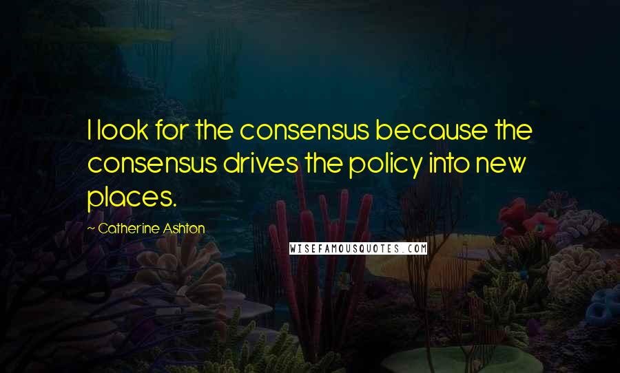 Catherine Ashton Quotes: I look for the consensus because the consensus drives the policy into new places.