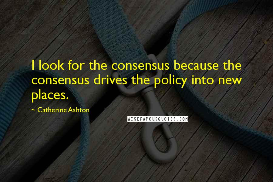 Catherine Ashton Quotes: I look for the consensus because the consensus drives the policy into new places.