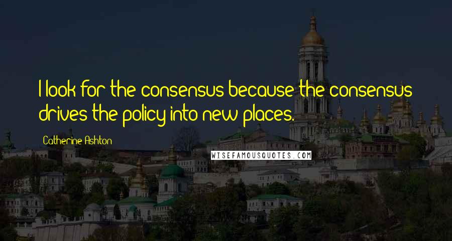 Catherine Ashton Quotes: I look for the consensus because the consensus drives the policy into new places.