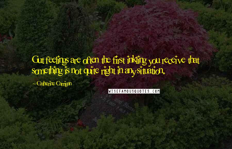 Catherine Carrigan Quotes: Gut feelings are often the first inkling you receive that something is not quite right in any situation.