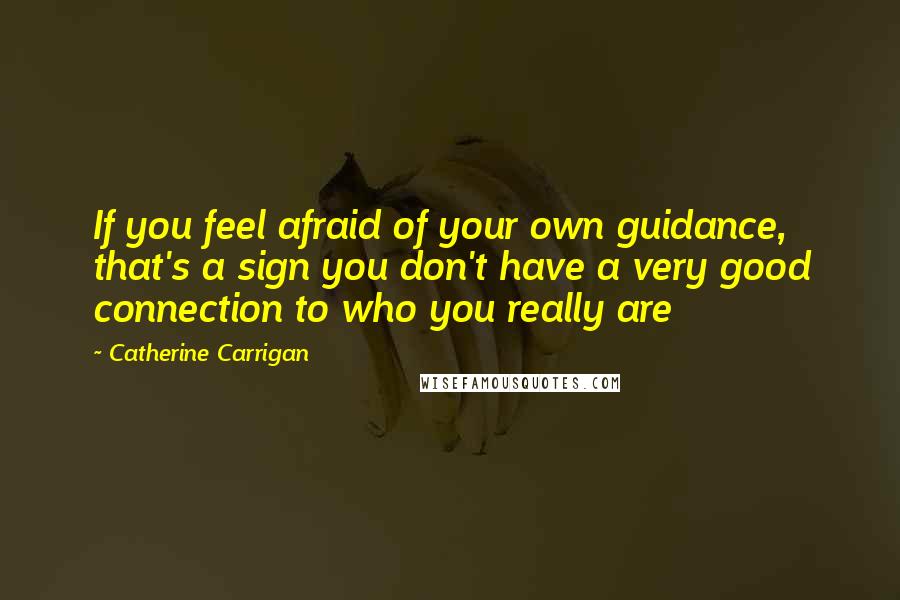 Catherine Carrigan Quotes: If you feel afraid of your own guidance, that's a sign you don't have a very good connection to who you really are