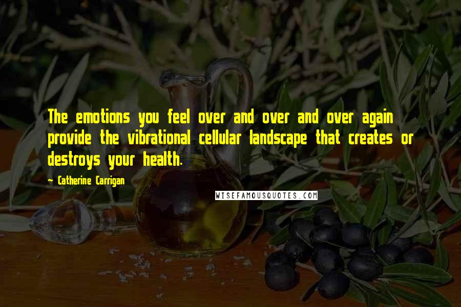 Catherine Carrigan Quotes: The emotions you feel over and over and over again provide the vibrational cellular landscape that creates or destroys your health.