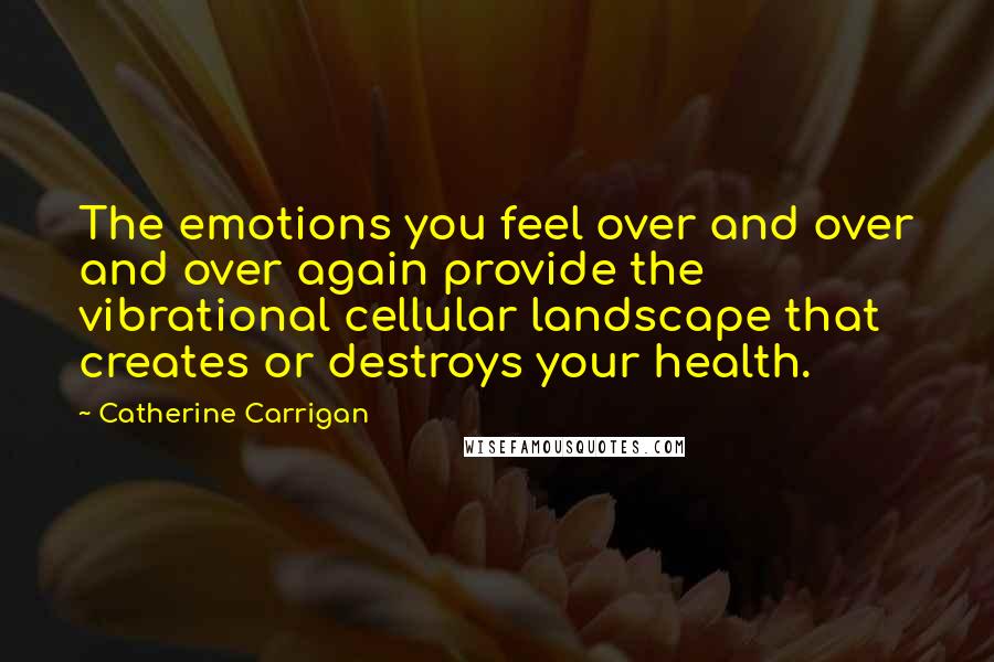 Catherine Carrigan Quotes: The emotions you feel over and over and over again provide the vibrational cellular landscape that creates or destroys your health.