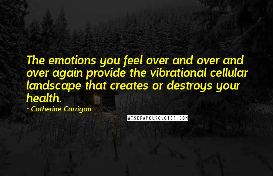 Catherine Carrigan Quotes: The emotions you feel over and over and over again provide the vibrational cellular landscape that creates or destroys your health.