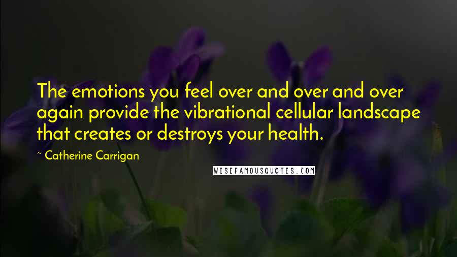 Catherine Carrigan Quotes: The emotions you feel over and over and over again provide the vibrational cellular landscape that creates or destroys your health.