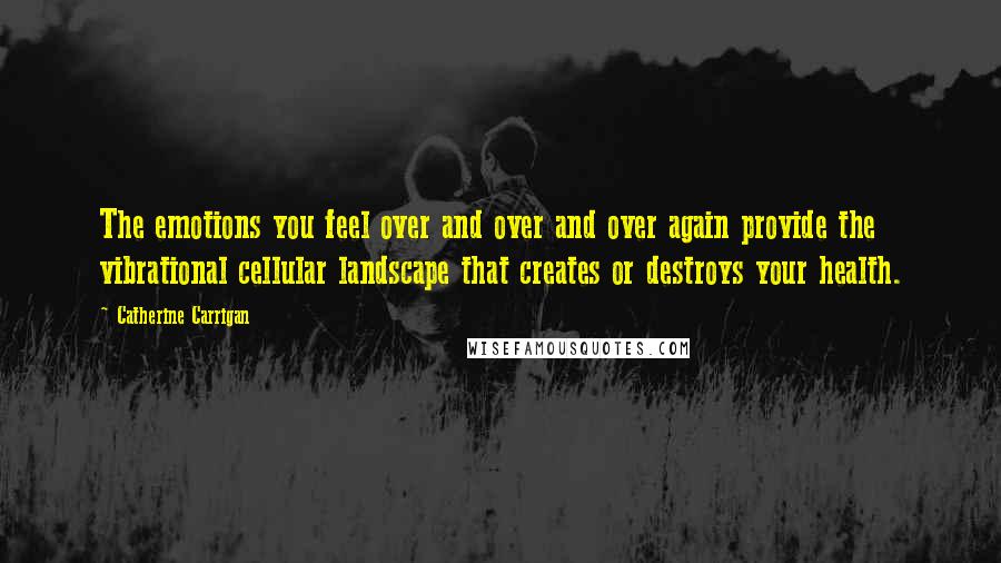 Catherine Carrigan Quotes: The emotions you feel over and over and over again provide the vibrational cellular landscape that creates or destroys your health.