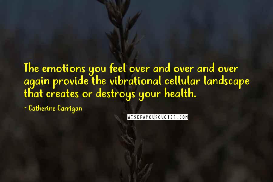 Catherine Carrigan Quotes: The emotions you feel over and over and over again provide the vibrational cellular landscape that creates or destroys your health.