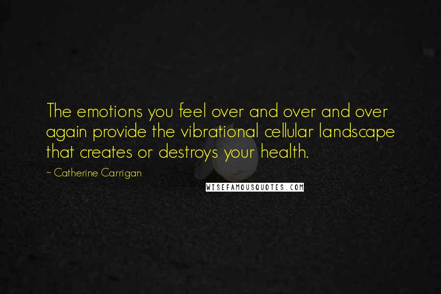 Catherine Carrigan Quotes: The emotions you feel over and over and over again provide the vibrational cellular landscape that creates or destroys your health.