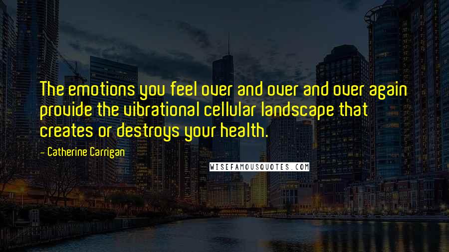 Catherine Carrigan Quotes: The emotions you feel over and over and over again provide the vibrational cellular landscape that creates or destroys your health.